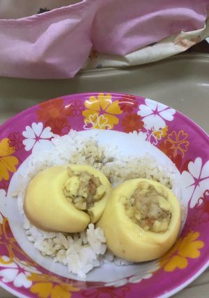 Hình của món Đậu hũ trứng hấp tôm.
