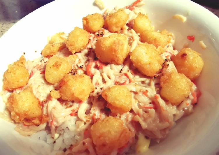 How to Make Super Quick Homemade Fried scallop and kani mayo don