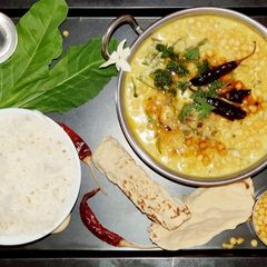 A picture of Boondi palak kadhi.