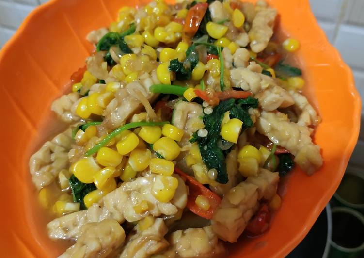 Pedas manis bayam jagung mix tempe