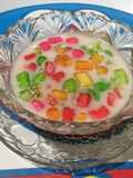Rainbow Rubies with Fresh Pandan Coconut Milk