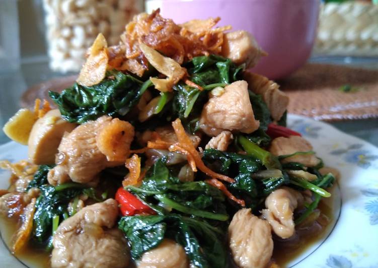 Tumis bayam mix ayam