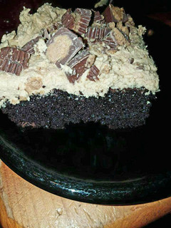 A picture of Chocolate Cake with PB Cups.