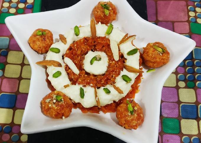 Zayka e shahi rabri with carrot halwa