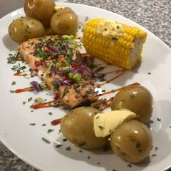 Light Chilli Salmon With Baby Potatoes A picture of Light Chilli Salmon With Baby Potatoes.