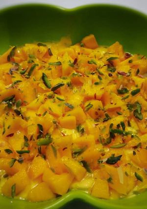 A picture of Aamrakhand(mango shrikhand).