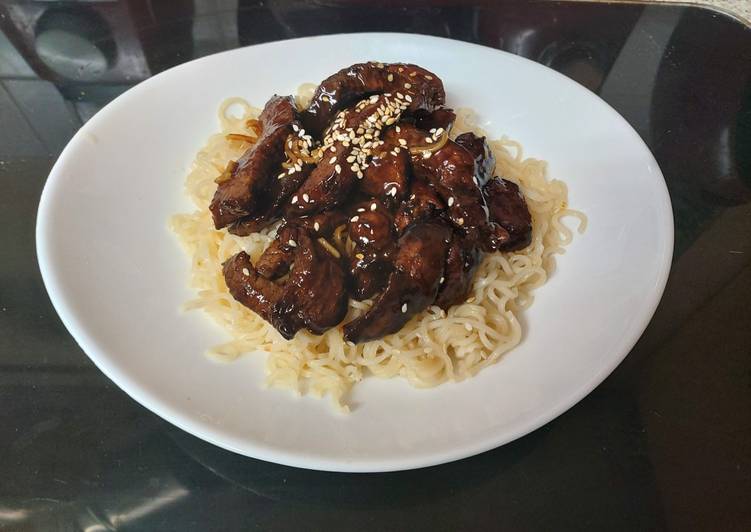 Easy My Sticky Beef Strips marinated in a lovely Sauce