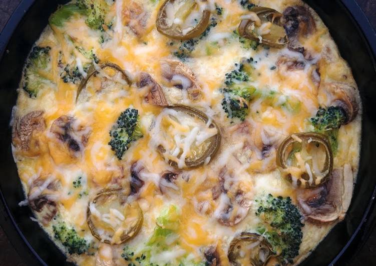 Steps to Make Super Quick Homemade Broccoli and Mushroom Omelette