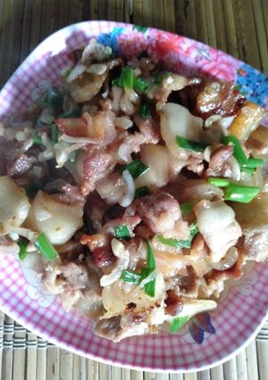 Hình của món Thịt rang hành khô.