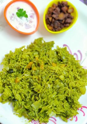 A picture of Spinach Masala Rice Palak Masala Rice.