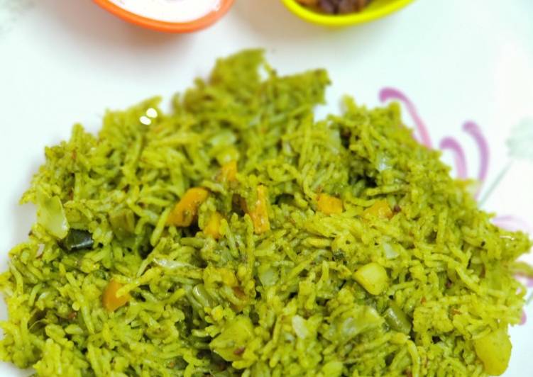 Easiest Way to Prepare Homemade Spinach Masala Rice Palak Masala Rice