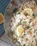 Riso freddo con gamberetti e asparagi