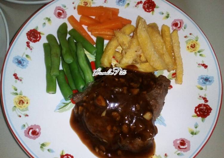 Resep 364.Beef Steak With Blackpepper Sauce, Menggugah Selera