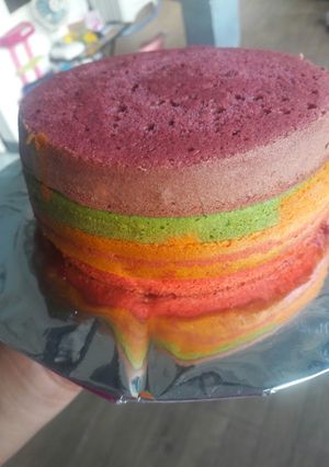 Foto resep Rainbow cake ekonomis #pejuangdapur #pejuangkangkerpayudara