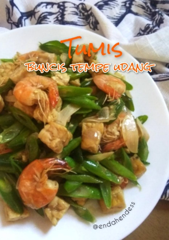 Foto resep Tumis Buncis Tempe Udang, Menu Bekal 🧡