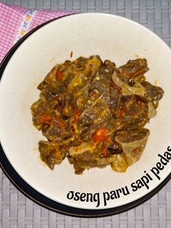 Foto resep Oseng paru sapi pedas