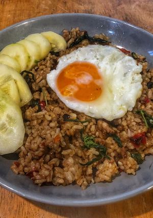 A picture of Stir-Fried Basil Pork with Rice and Fried Egg (Easy and Delicious).