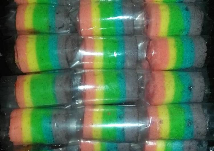 Rainbow mini roll cake