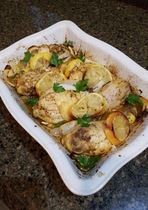 A picture of Lemon and Garlic Baked Mediterranean Chicken.