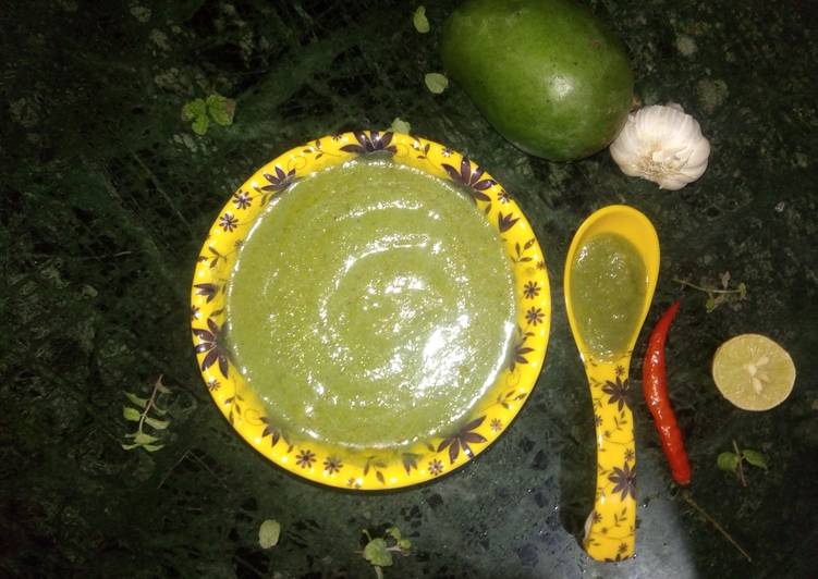 Recipe of Speedy Mint Raw Mango chutney