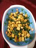 Oseng tahu dan bunga bawang merah