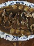 California Farm Duck in champagne with pearl and scallion onions dinner