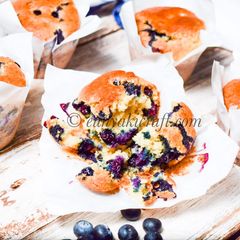 A picture of Tasty Homemade Blueberry Muffins. #SterlingCakes.