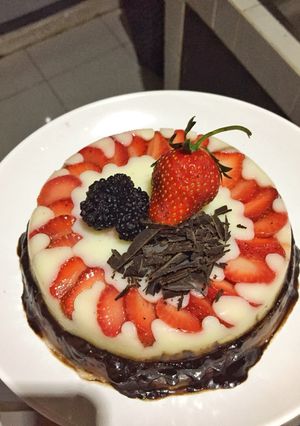 Foto resep Strawberry pudding with choco lava