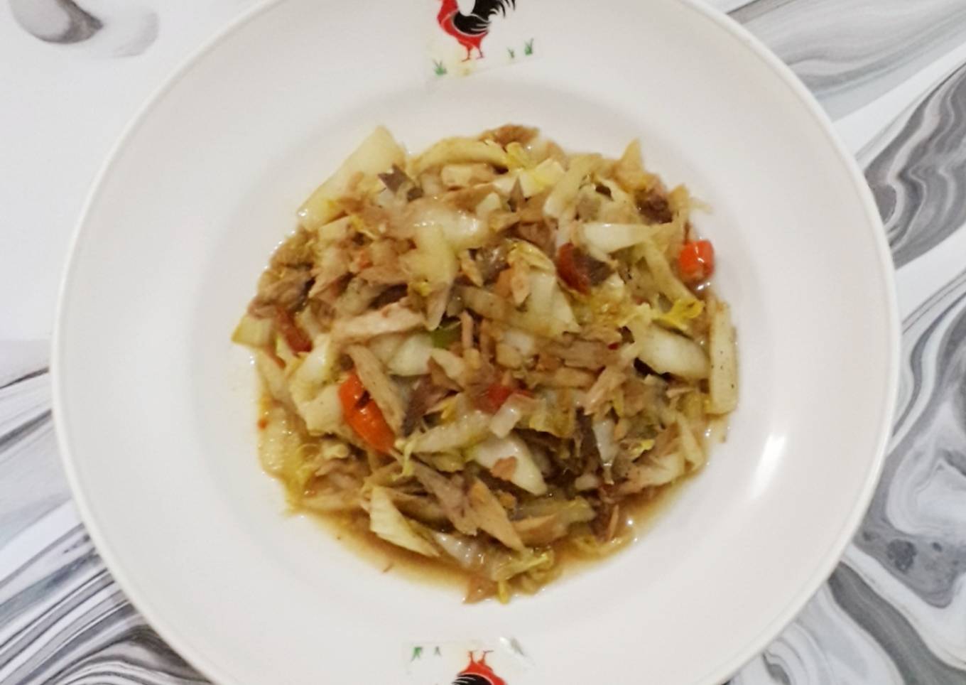 Resep Tumis ikan tongkol suir+sawi Anti Gagal