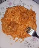 Spaghetti a la crema de chipotle con carne