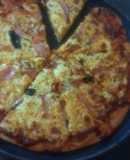 Pizza de albahaca mozzarella y jamón 🍕♥️