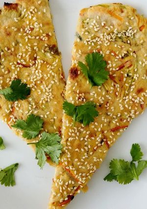 A picture of Baked Scallion Veggie Pancake.