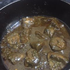 Palak soya chaap chunks A picture of Palak soya chaap chunks.