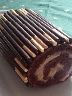 Una foto de Tronco de Navidad chocolate-castañas