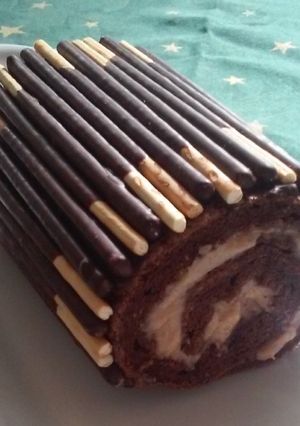 Una foto de Tronco de Navidad chocolate-castañas