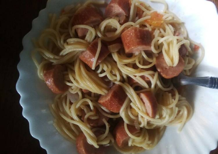 Recipe of Quick Chicken sausage &#34;n&#34; spaghetti