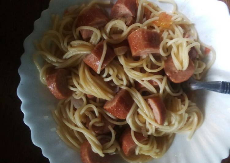 Simple Way to Make Homemade Chicken sausage &#34;n&#34; spaghetti