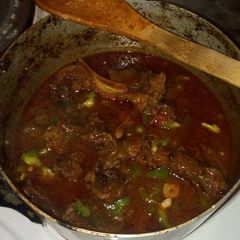 A picture of Stewed Beef with Okra.