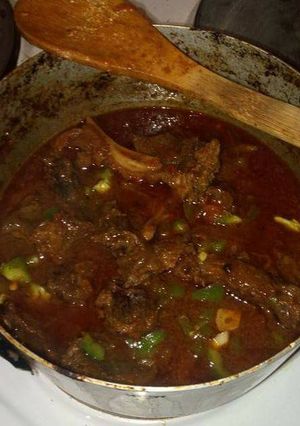 A picture of Stewed Beef with Okra.