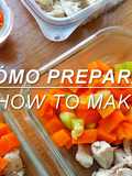 Preparación de comida de pollo y verduras cocidas Fácil de hacer