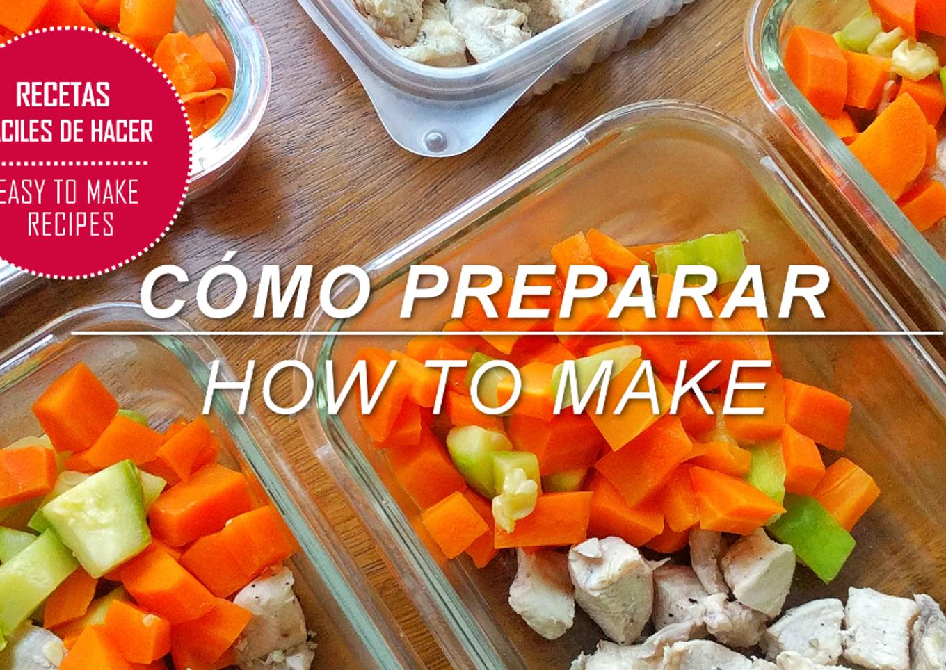 Preparación de comida de pollo y verduras cocidas Fácil de hacer