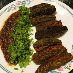 Karela Stuffed Fry A picture of Karela Stuffed Fry.