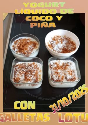 Una foto de Mini postre casero con galletas de lotus y coco sin Thermomix