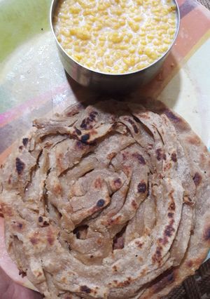 A picture of Laccha Parantha with wheat flour.
