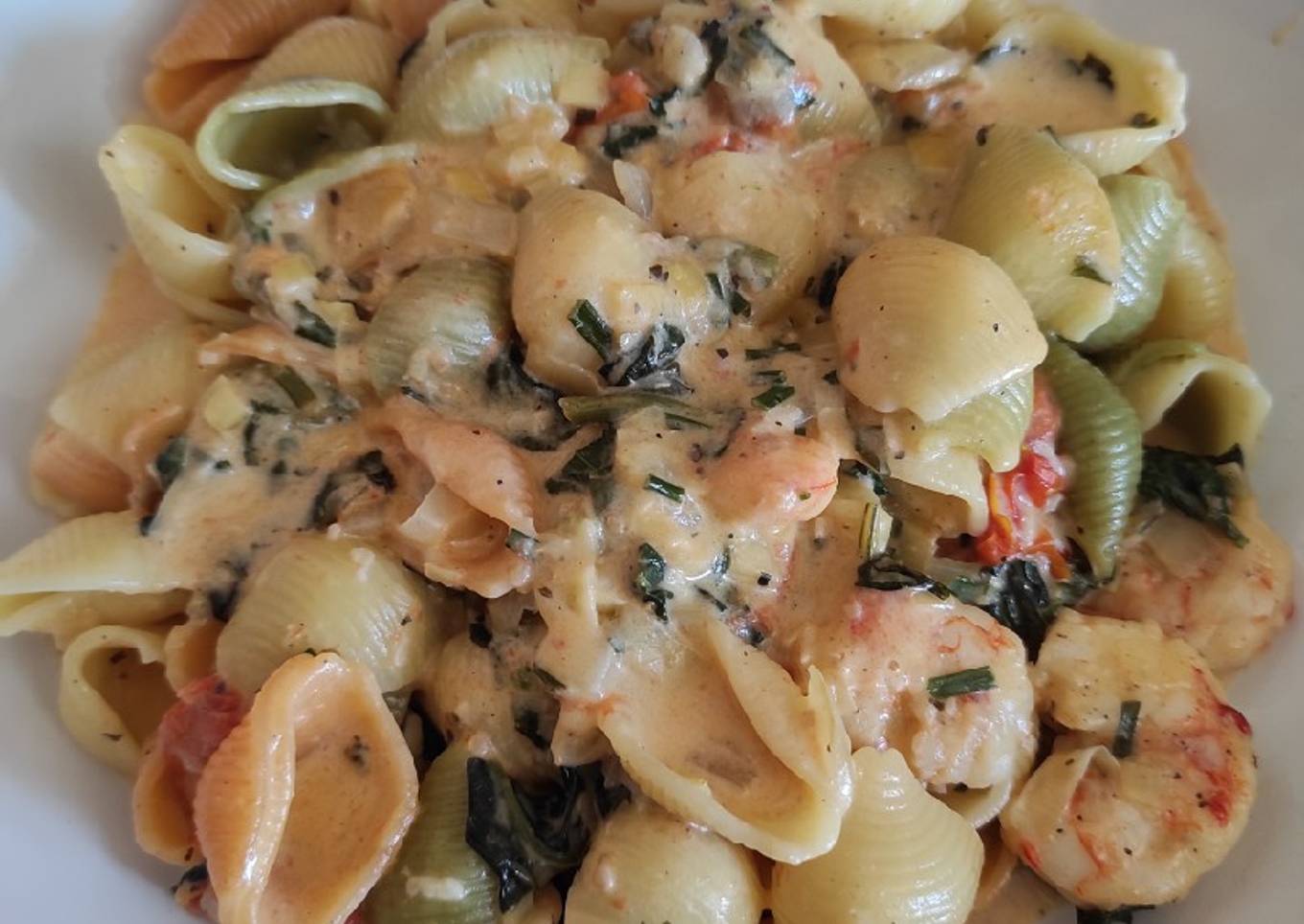 Pasta con gambón medio improvisada 🦐