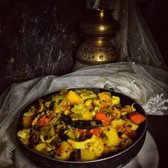 A picture of Bengali style mixed vegetables.