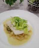 Bacalao a baja temperatura sobre salteado de apio a la lima