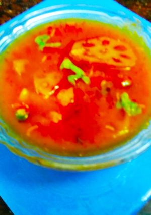 A picture of Lotus stem aloo sabji.