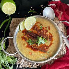 A picture of Moong Dal Tadka (Split Green Gram Lentil Curry).