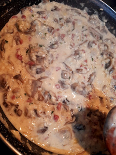 Una foto de Risotto de champiñones y jamón